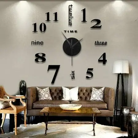 Ploknplq Wall Clock Clock For Bedroom Wall Surface 3D Mute Frameless Home Office Decor Diy Clock Sticker Led Light Clock One Size Black