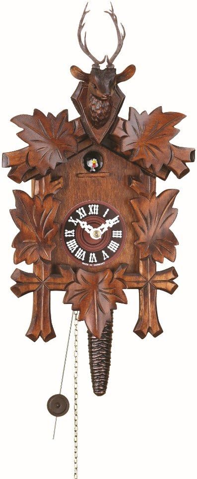 Quarter Call Cuckoo Clock with 1-Day Movement Five Leaves, Head of a Deer TU 624 nu