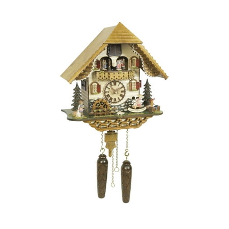 Quartz Cuckoo Clock Black forest house with music, turning dancers TU 4219 QMT HZZG