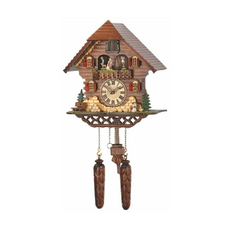 Quartz Cuckoo Clock Black forest house with music, turning dancers TU 469 QMT HZZG