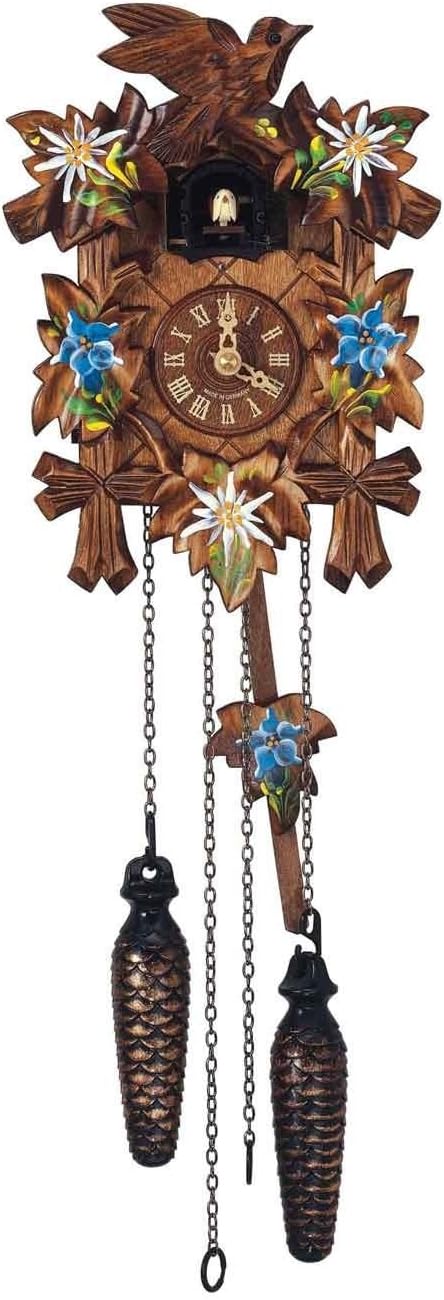 Quartz Cuckoo Clock w Hand Painted Flowers