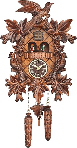 Quartz Cuckoo Clock with Music 7 Leaves, 3 Birds TU 369 QMT HZZG