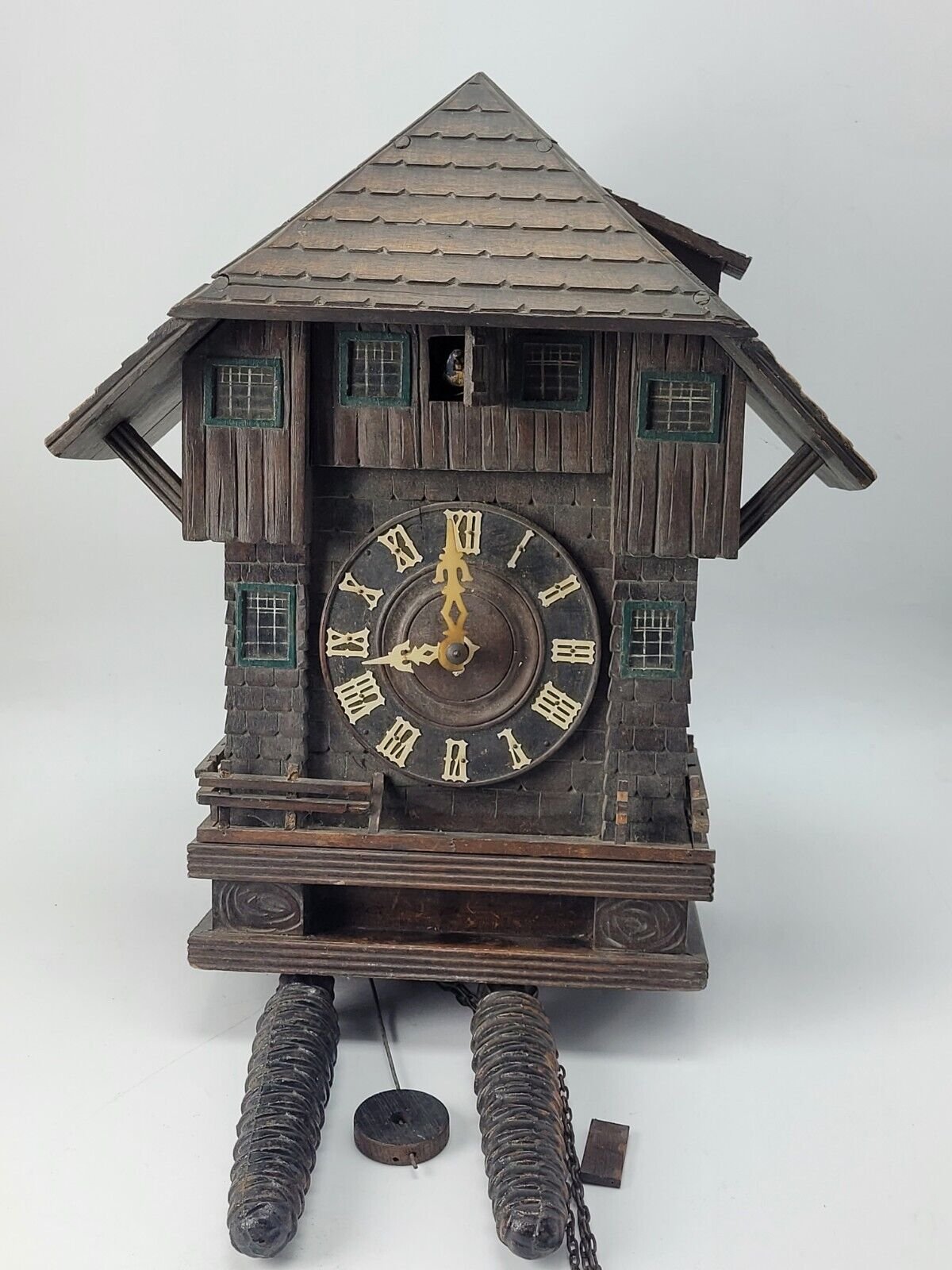 RARE GERMAN BLACK FOREST CHALET CUCKOO CLOCK LATE 19TH CENTURY