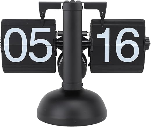 Retro Digital Flip Down Clock, Mechanical Auto Flip Desk Clock Large Number, 24 Hours Vintage Table Clock for Home Office Christmas Decor (All Black)