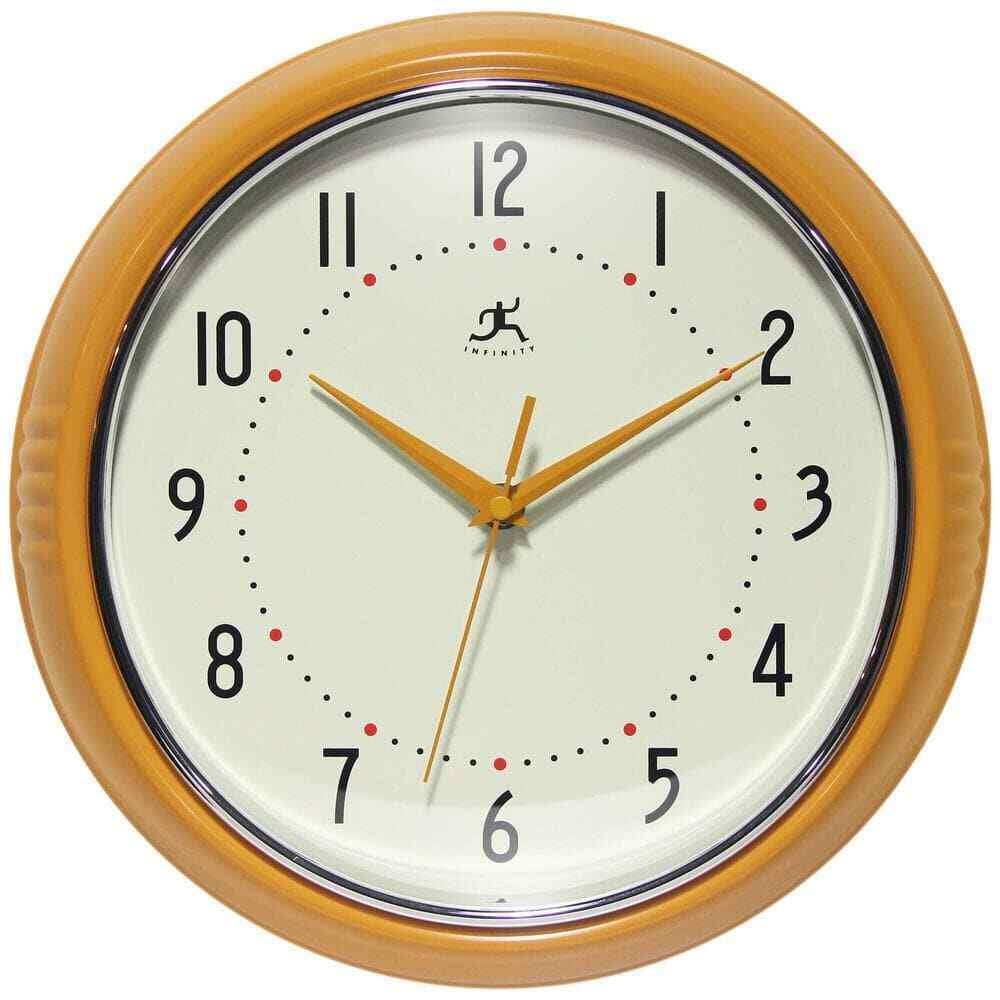 Retro Round Saffron Aluminum Wall Clock, 12 in.