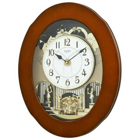 Rhythm USA 4MH449WU06 Grand Essence Musical Motion Wall Clock, Brown