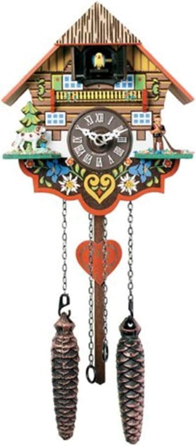 River City Clocks M8-08PQ 8-Inch Musical Multi-Colored Quartz Cuckoo Clock