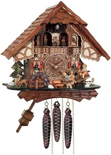 River City Clocks One Day Musical Cuckoo Clock Cottage with Boy and Girl on Seesaw