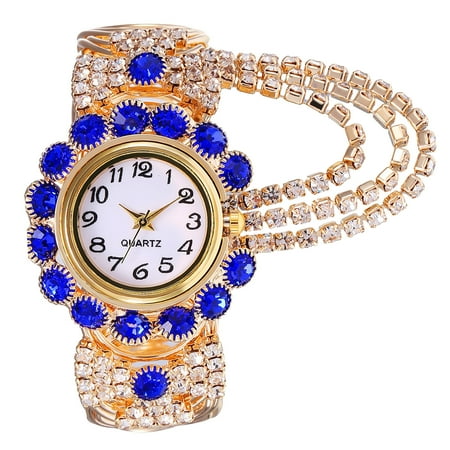 RnemiTe-amo Deals！Luxury Women Watch Bling Bling Fashion Jewelry Crystal Diamond Rhinestone Ladies Watches Steel Band Round Dial Analog Clock Classic Quartz Female Charm Bracelet Dress Wristwatches