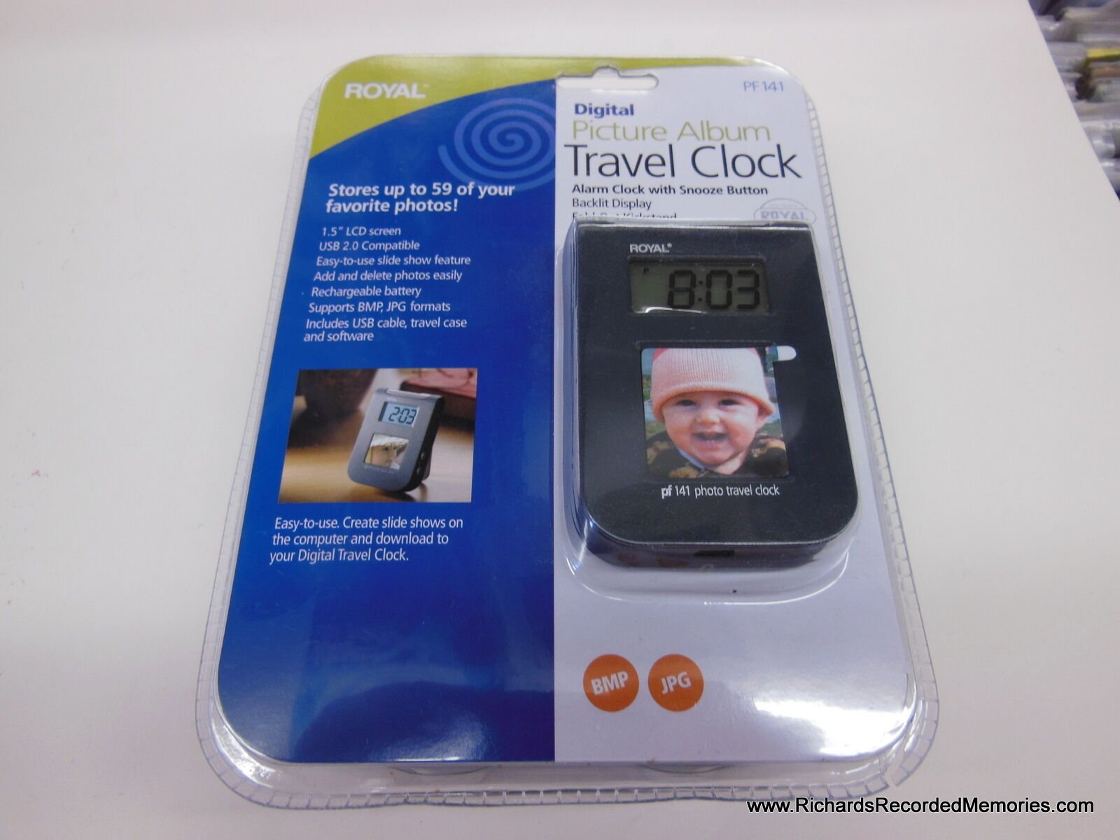 Royal Digital Travel Clock Picture Photo Album PF141 39103T ALARM SNOOZE FREE PH