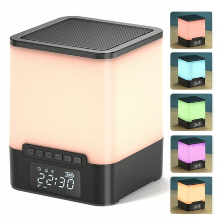 Sailstar Alarm Clock Bluetooth Speaker with Night Light,Touch Bedside Lamp Digital Alarm Clock with RGB Color Changing Music Sync