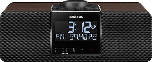 Sangean RCR-40 AM/FM-RDS(RBDS)/Bluetooth/AUX Digital Tuning Wooden Clock Radio With Battery Back-Up