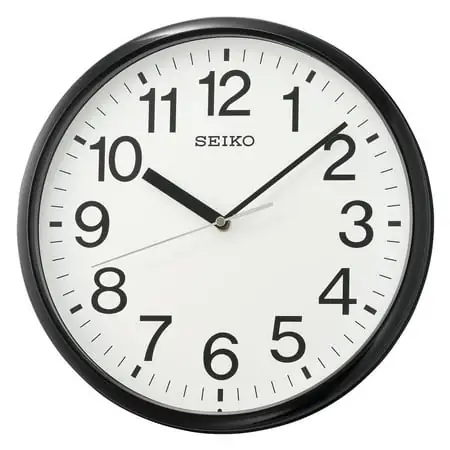 Seiko 12 inch Business Analog Wall Clock, Black, Round, Traditional, Quartz, Analog, QXA756KLH