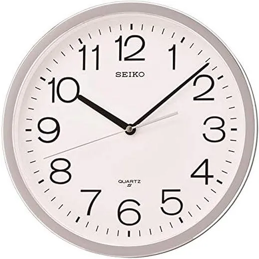 Seiko 12 Inch Classic Numbered Wall Clock, Silver