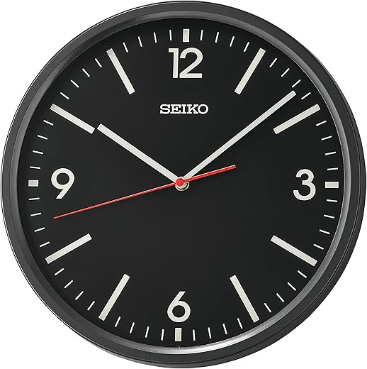 Seiko 12 Inch Sano Wall Clock, Metallic Black