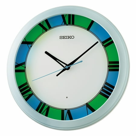 Seiko 13 inch Akarui Round Wall Clock Blue Light Roman Analog Quartz QHA010LLH