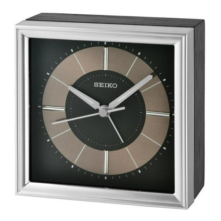 Seiko Brady Bedside Square Beep Alarm Clock, Quartz, Analog, QXE061SLH