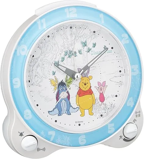 Seiko Clock FD462W Alarm Clock, Character, Disney Winnie The Pooh, Analog, Switchable Disney Time, White, Pearl