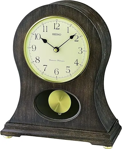 Seiko Tai Oak Veneer Mantel Clock with Dual Chime