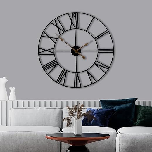 Sorbus Large Wall Clock for Living Room Decor - 16 inch Big Wall Clock Decorative - Battery Operated - Roman Numeral Analog Large Clock for Bedroom, Room, Home, Kitchen, Office, Wall Decor (Black)