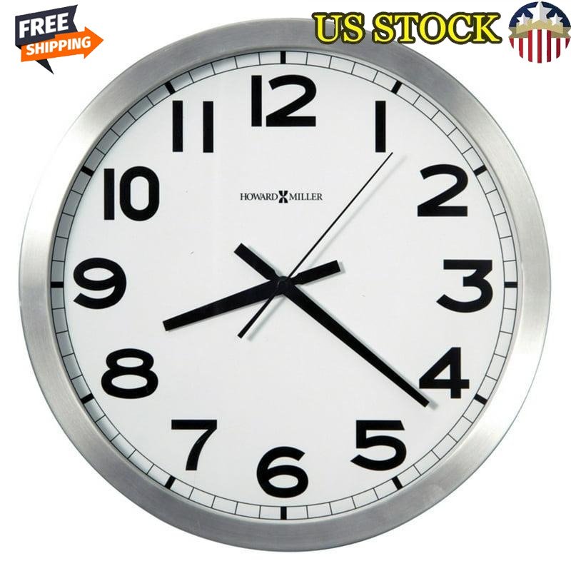 Spokane 15.75 in Wall Clock Brushed Aluminum Quartz Silver Arabic Numerals New