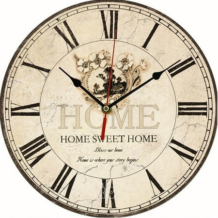 Techinal Large Rustic Wooden Wall Clock Kitchen Antique Shabby Retro Home