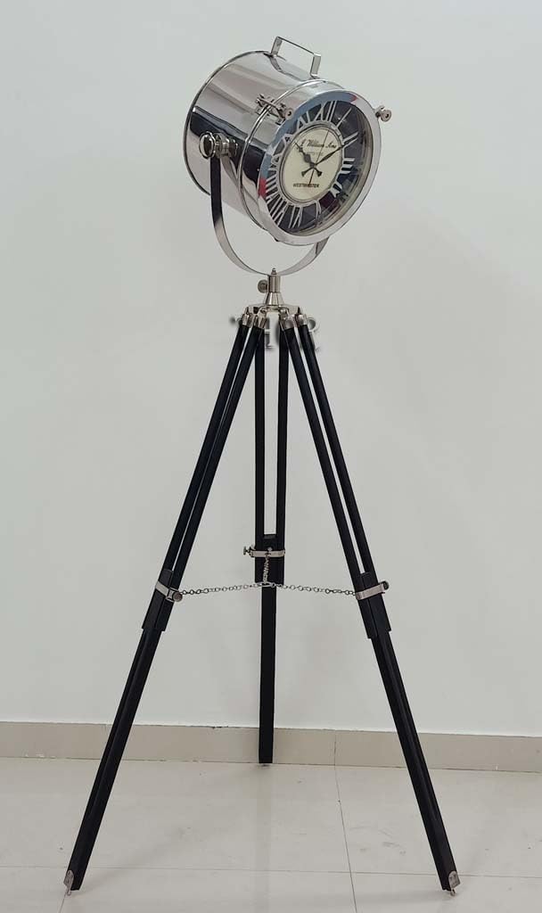 THOR INSTRUMENTS Collection Antique Victorian London Vintage Style Floor Clock with Adjustable Wooden Black Wooden Tripod Stand