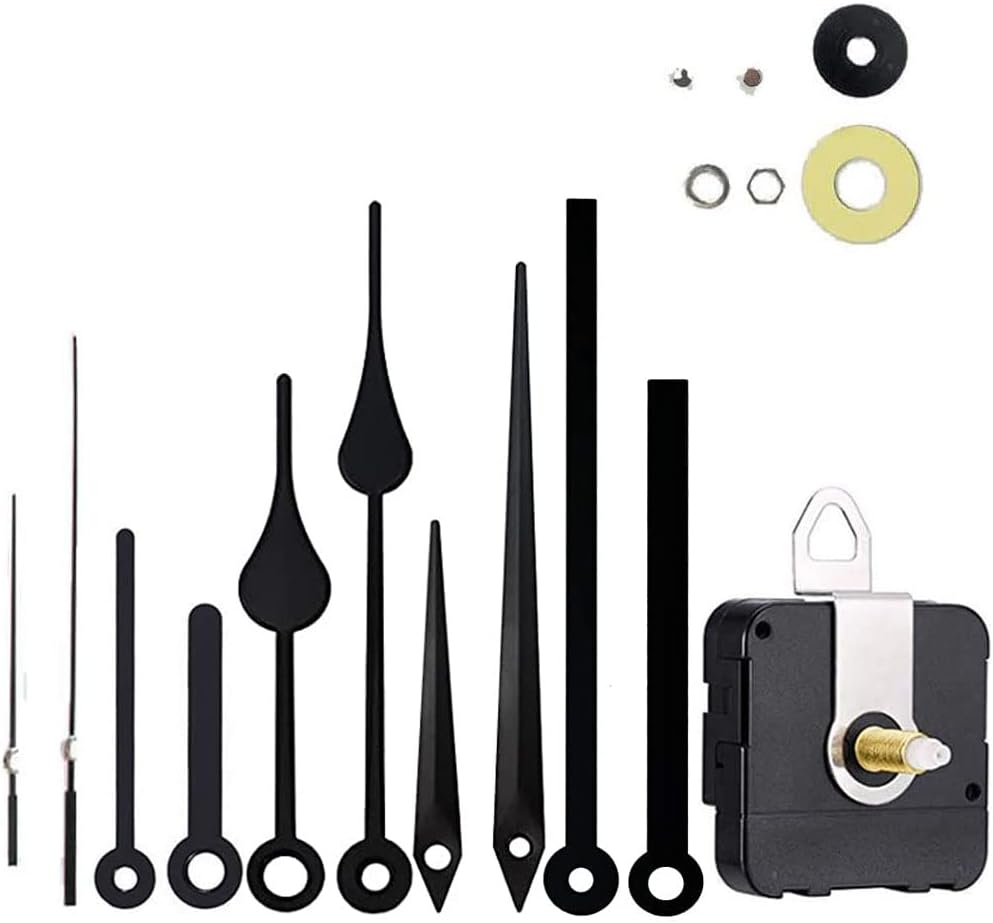 Timelike Silent Quartz DIY Wall Clock Movement Non-Ticking Repair Parts Replacement Kit Including 4 Pairs Hour Hands and Minute Hands 2 Second Hands