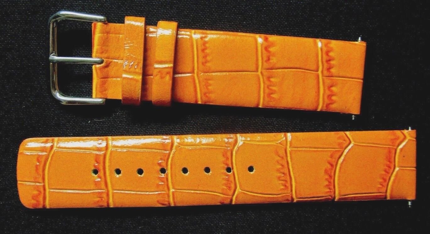 Timex Voguestrap 20mm Authentic Watch Band Strap Gloss Mid Brown Croco Leather