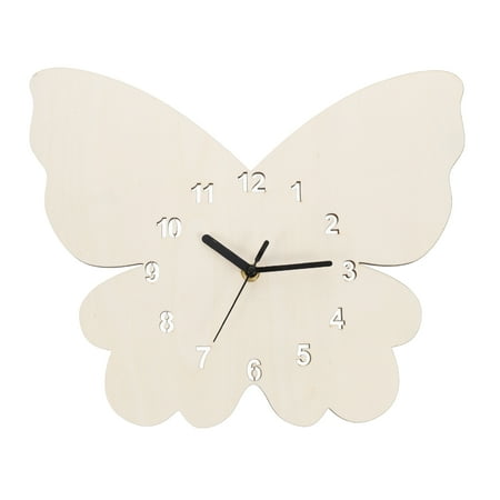 TINKSKY Home Basswood Butterflies Shape Wall Clock Silent Clock Wall Hanging Decoration