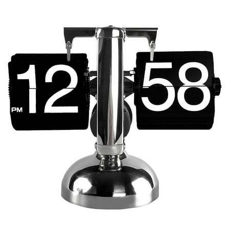 TKSE Digital Flip Down Clock - Retro Minimalist Single Foot Mechanical Auto Flip Clock Desk Clock for Home Livingroom(Black)