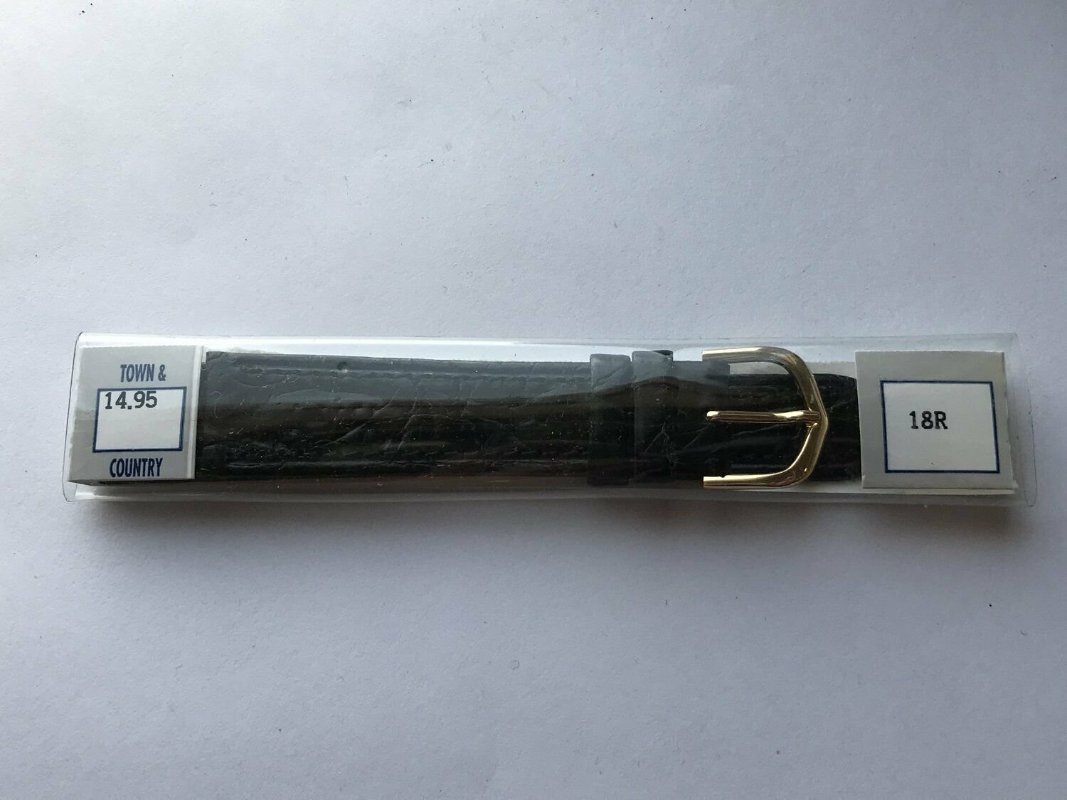 Town & Country 18mm Black Croco Grain Leather Wrist Strap - New in Packaging
