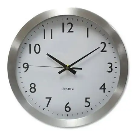 UNV 12 in. Silent Sweep Brushed Aluminum Wall Clock, Silver