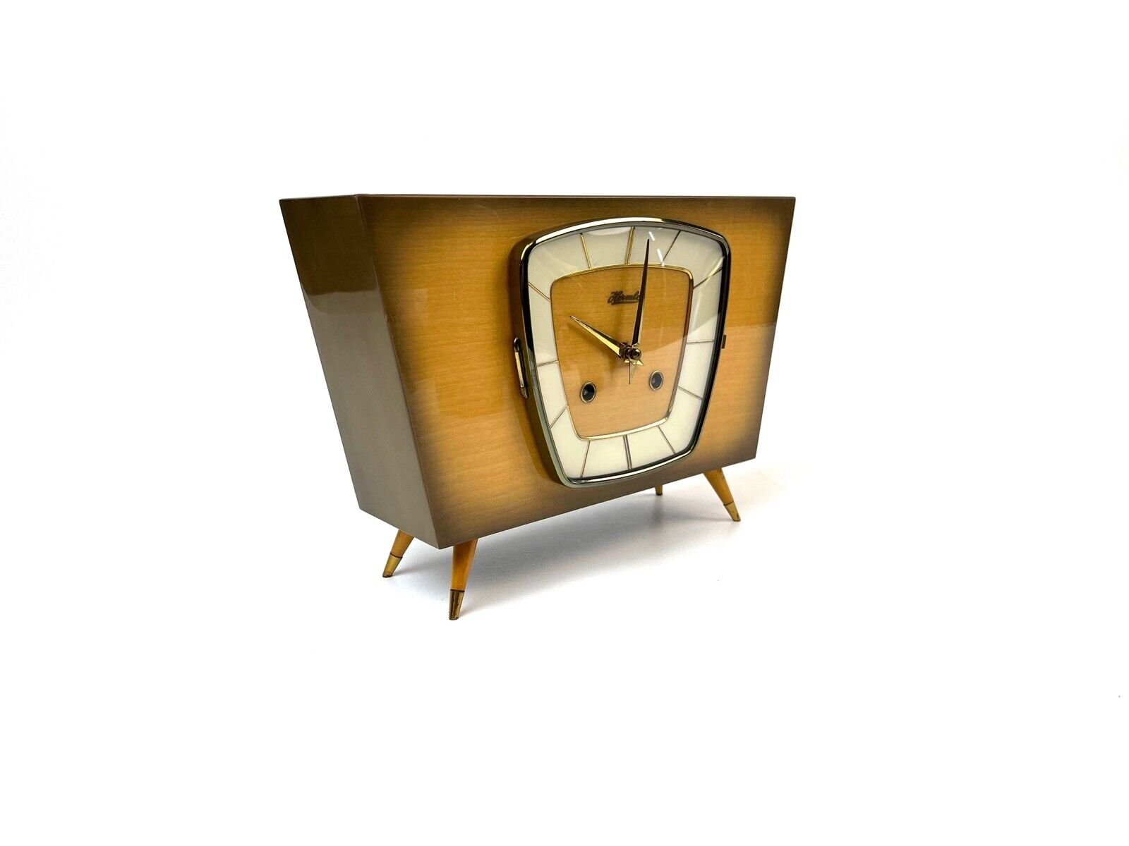 VERY RARE ORIGINAL 60S MID CENTURY DESK CHIMNY CLOCK BY HERMLE GERMANY