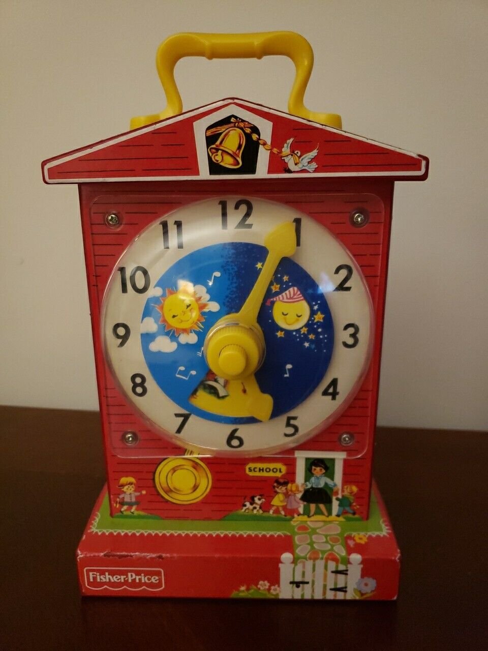 Vintage 1968 Fisher Price Music Box Teaching Clock Toy Works!