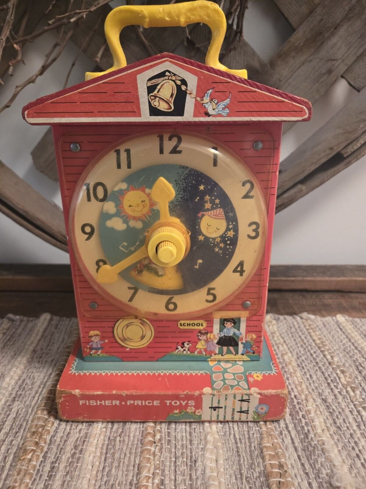 Vintage 1968 Fisher Price Music Box Teaching Clock Toy Works