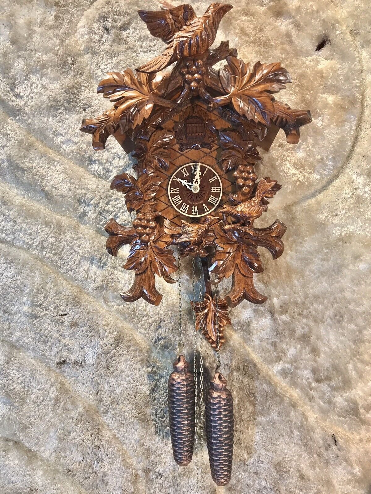 Vintage 7 Day Germany Black Forest Strike Cuckoo Clock,2 Weights Driven