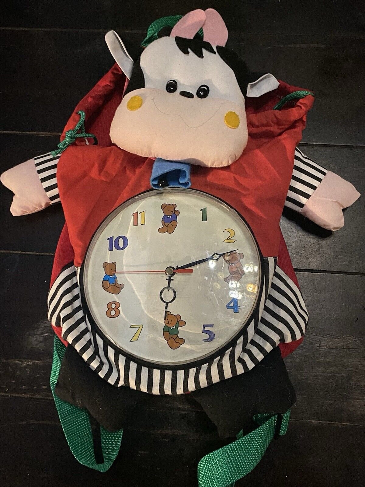Vintage Backpack w/ Battery Powered Bear Clock