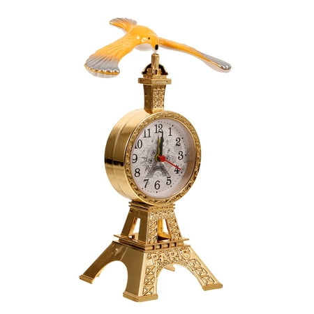 Vintage Clock Model Decoration Eiffel Tower Figurine Desktop Table Clock Time Clock (No Battery)