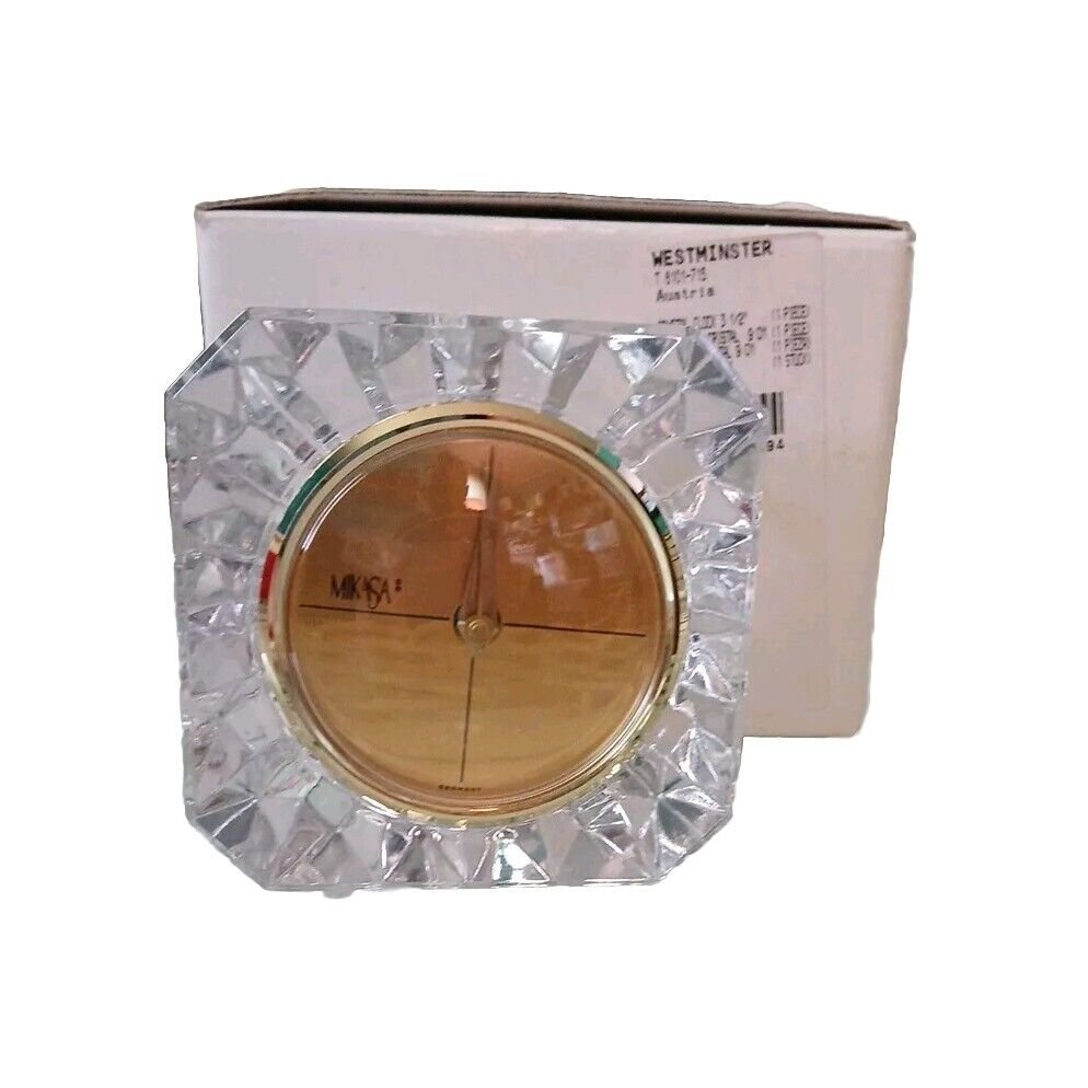 Vintage Mikasa Westminster Square Desk Clock Quartz Crystal Austria Germany New