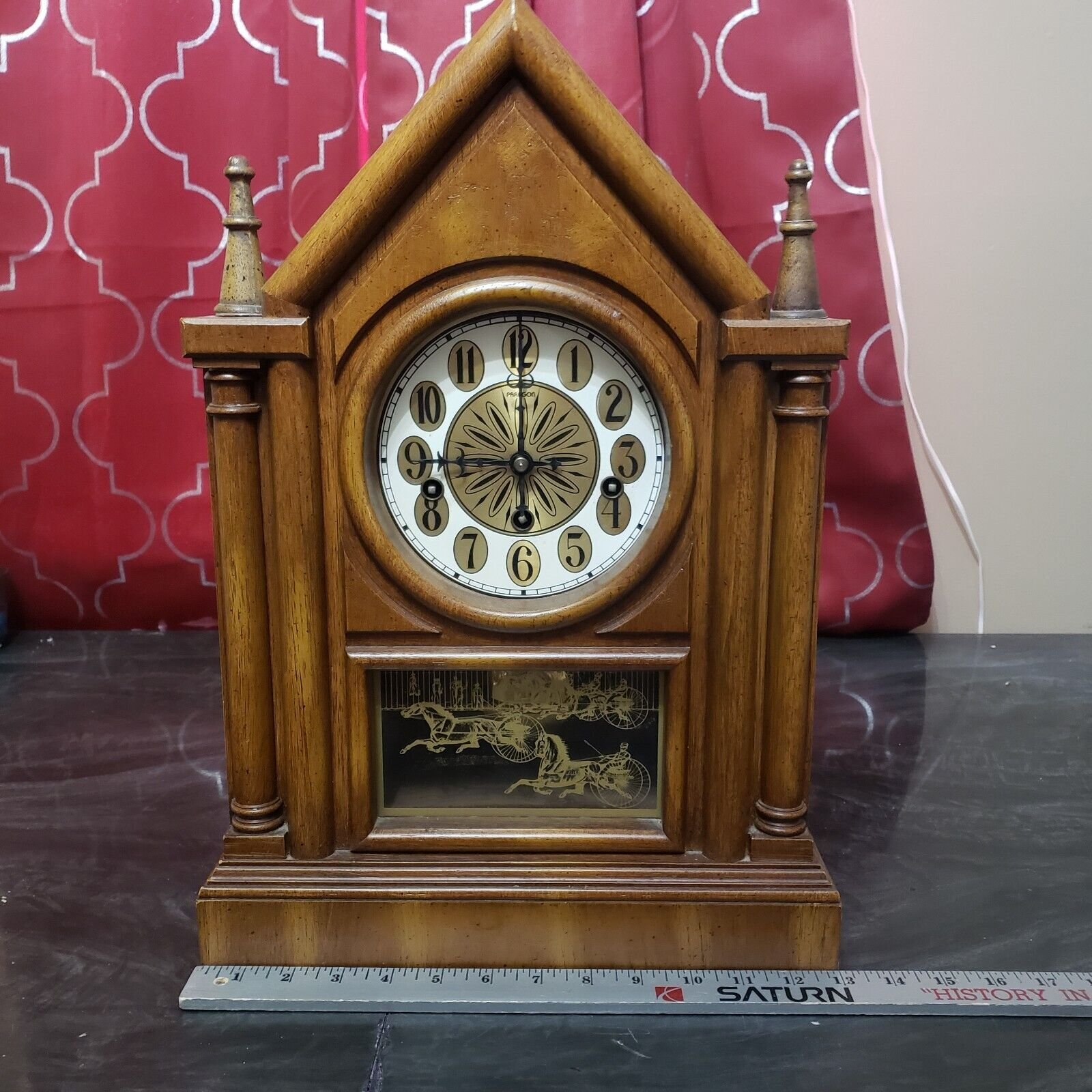 Vintage Paragon Wooden Mantel Clock Franz Hermle 351-020 Movement 19cm Germany