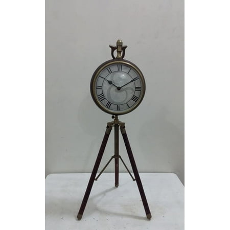 Vintage Style Handicraft Nautical Brass Finish with brown LeatherTable Model Style Table Clock