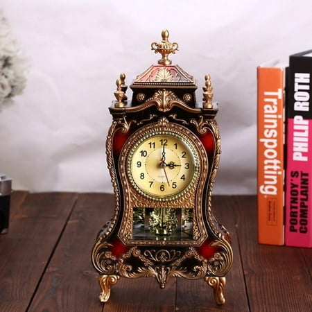 Vintage Table Clock European Antique Clock, Retro Beside Mantle Desk Clock for Bedroom Living Room Decor Clock