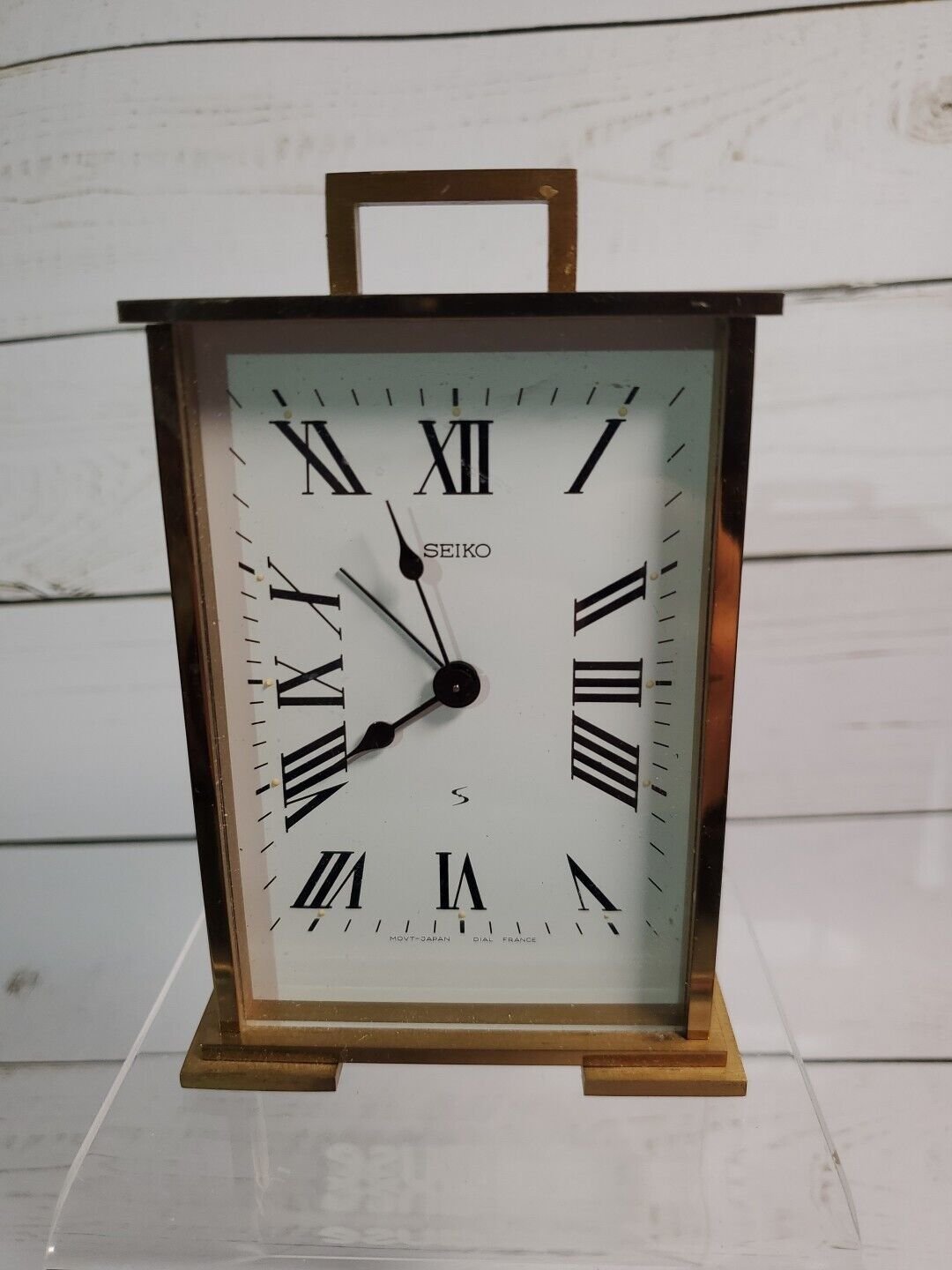 VTG Seiko LY026 Table Desk Alarm Clock Gold Tone France Japan 5" - Read!