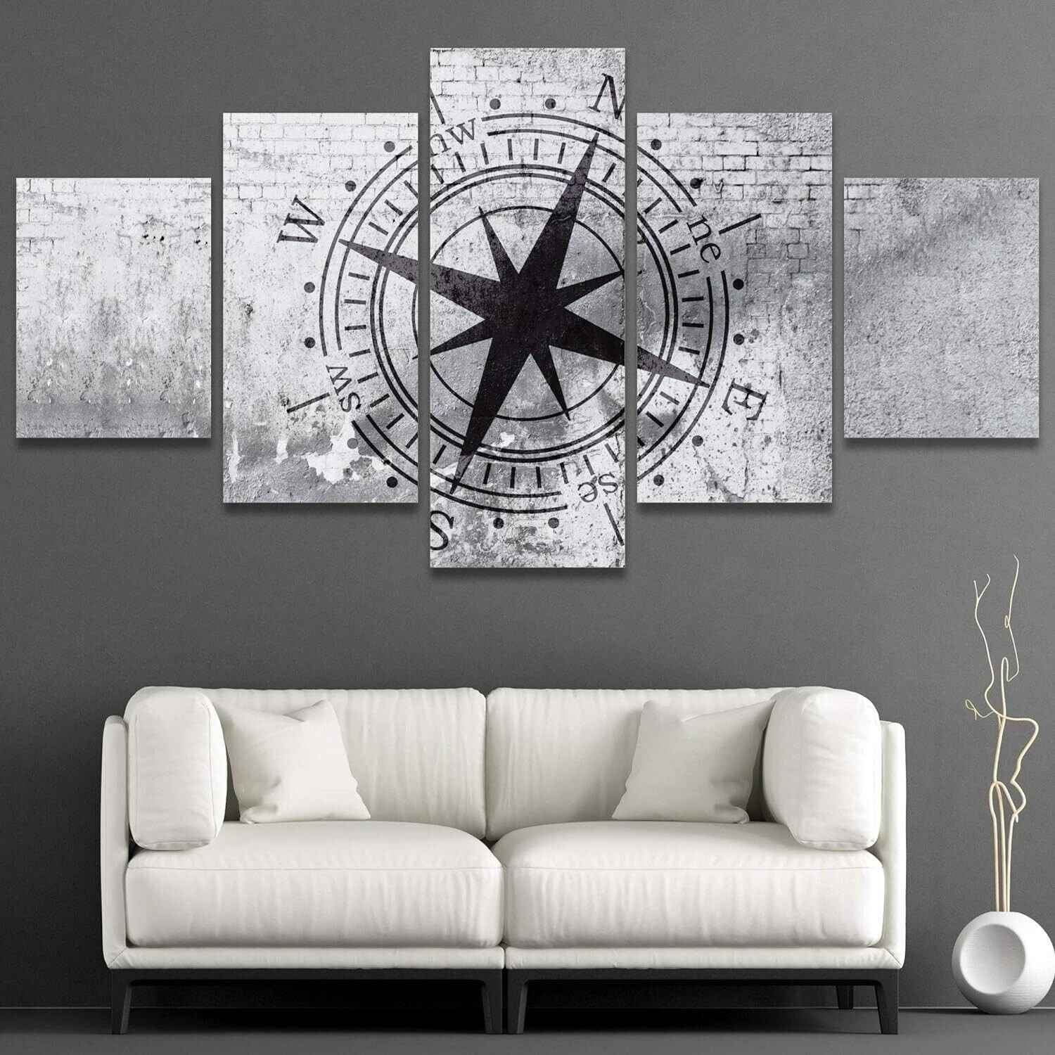 Wall26 Compass on Shabby Retro Canvas Print Wall Art Set of 5