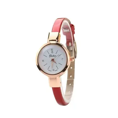 Wall Clock Roman Numerals Quartz Bracelet Women Round Analog Watch Red Lady Wristwatch Fashion Women's Watch