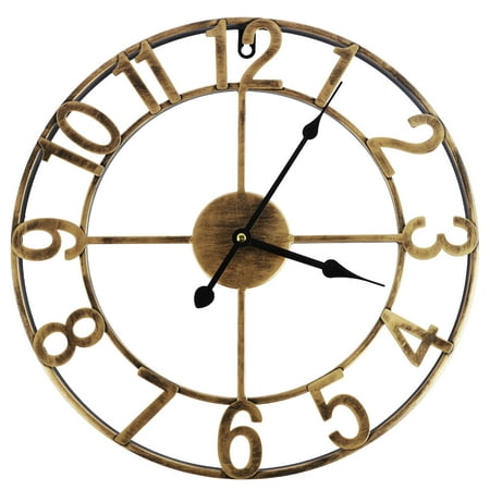 Wall Clocks for Home Decor 16 inch Large Wall Clock Oversized with Roman Numeral Style European Industrial Vintage Rustic Metal Wall Clock for Home Living Room Kitchen Office Decoration