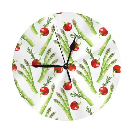 Wall Clock, tomato Asparagus Pattern Wall Clocks Battery Operated Silent Kitchen Office Wall Clock Decorative, Wall Clock for Living Room School Classroom Bedroom Home Decor