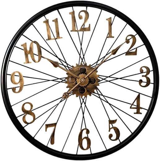 Wall Clock Wall Clocks Silent Non- 24 Inch Bicycle Wheel Clock Wall Mounted, Silent Non Ticking Wall Clocks Battery Operated Farmhouse Clocks for Walls Decor Home Decor Bike Gifts for Men