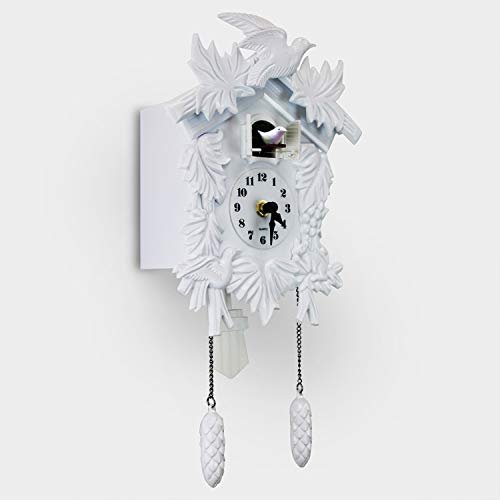 WALPLUS Chiming Classic White Cuckoo Wall Clock Hanging Bird Clock Home Decor Christmas Clock Gifts